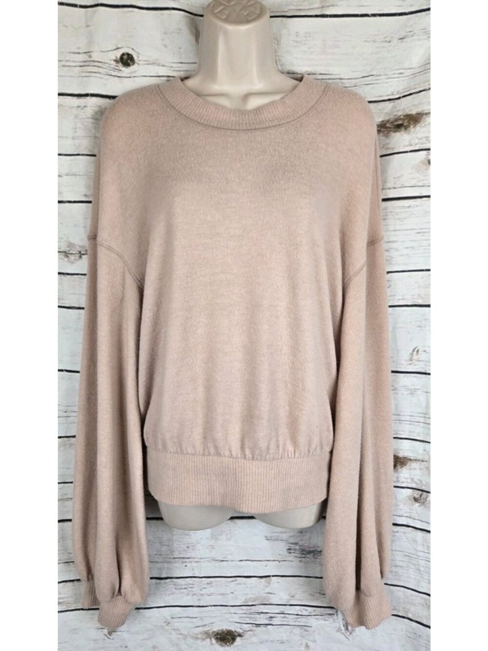 Free People FP Beach Salmon Fleece Sweatshirt Pullover S Oversized